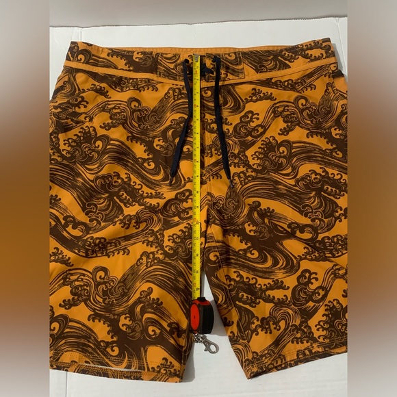 Reyn Spooner Swim Shorts Mens 36 Orange Wave Board Shorts 10" Trunks Beach Surf - Picture 5 of 11